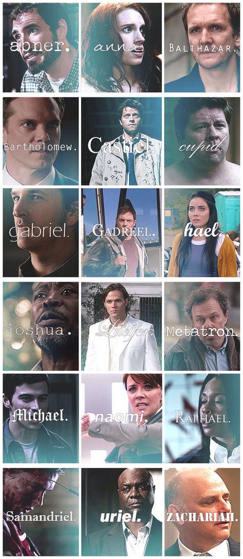 Angels of SPN Gadreel Supernatural Angel, Nick Supernatural, Samandriel Supernatural, Sam X Lucifer, Supernatural Archangels, Adam Supernatural, Angels Supernatural, Spn Angels, Lucifer Supernatural