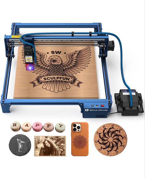 Omg! I want this! SCULPFUN S30 Laser Engraver with Auto Air Assist Pump & Nozzle, Limit Switchs, 5W CNC Laser Cutter, Industrial Grade Accuracy Engraving Machine, 10 Times Longer Laser Service Life Cnc Engraving Machine, Cnc Wood, Laser Engraving Machine, Engraving Machine, Machine Tools, Air Pump, Dremel, Working Area, 3d Printer