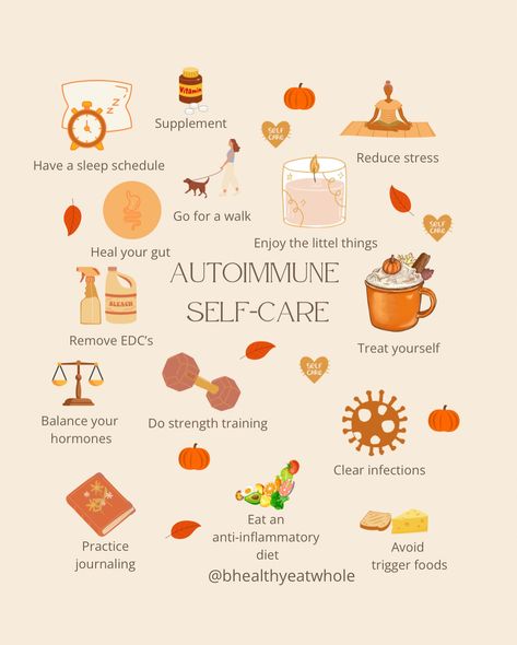 There are many elements involved when you develop an autoimmune disease. The most common are: 👉Genes 👉Gut dysbiosis aka leaky gut 👉Hormone imbalance 👉EDC’s exposure 👉Infections 👉Diet 👉Stress 👉Sleep It is important to look at all aspects of lifestyle factors when it comes to addressing an autoimmune disease, this can be done by reducing triggers and practicing self-care. Which one is your favorite? This is not medical advice! Follow @bhealthyeatwhole for autoimmune disease managemen... Juicing For Autoimmune Disease, Antinflammatory Diet, Hashimotos Disease Symptoms, Gut Dysbiosis, Gain Meals, Autoimmune Disease Symptoms, Selfcare Tips, Weight Gain Meals, Hashimotos Disease