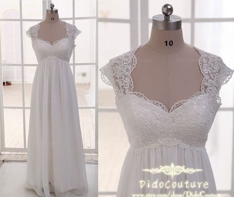 Lace Maternity Wedding Dresses, Wedding Dresses Pregnant, Sweetheart Wedding Gown, Chiffon Wedding Dress Beach, Empire Waist Wedding Dress, Ivory Wedding Gown, Dresses For Pregnant Women, Wedding Dress Cap Sleeves, Pregnant Wedding Dress