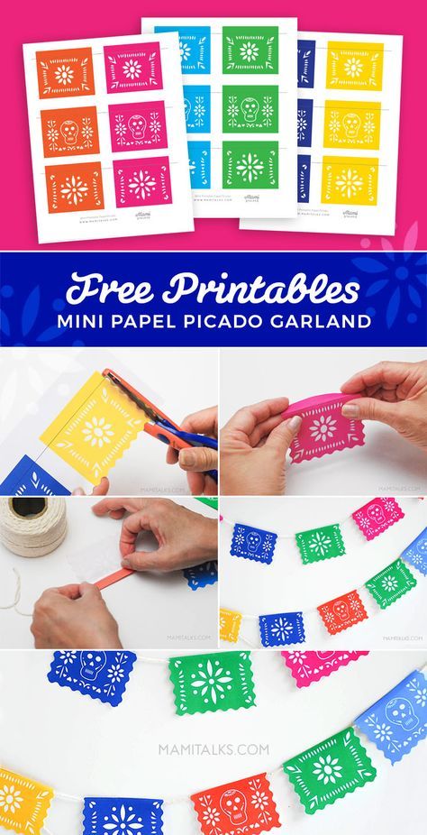 Mini Printable Papel Picado: Make a Garland - Mami Talks™️ Papel Picado Crafts For Kids, Mexican Printables Free, Paper Picado Diy, Paper Picado Template, How To Make Papel Picado Diy, How To Make Papel Picado, Cricut Papel Picado, Papel Picado Diy, Mexican Paper Flags