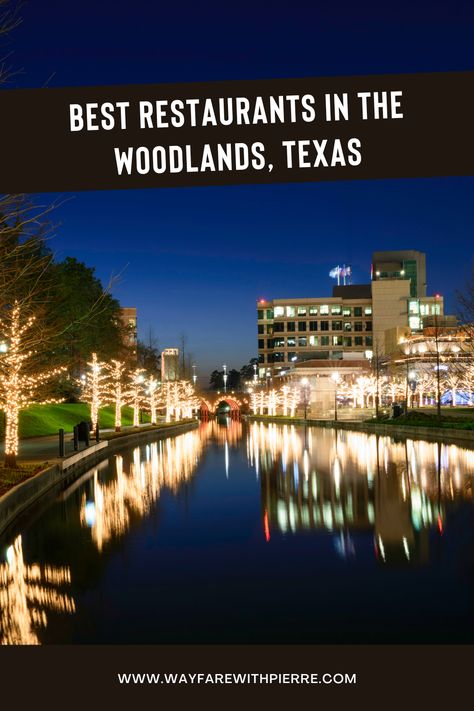 The waterway at the Woodlands Texas Kids Restaurants, Texas Travel Guide, Texas Restaurant, The Woodlands Texas, Dinner Places, Best Coffee Shop, Woodland Hills, Texas Travel, The Woodlands