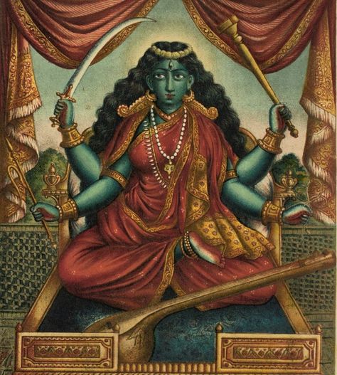 Matangi. Collection of Mark Baron and Elise Boisante, Om India. Devi Matangi, Matangi Goddess, Deity Artwork, Matangi Mata, Matangi Devi, Red Goddess, Feminine Embodiment, Crying Photography, Childhood Photography