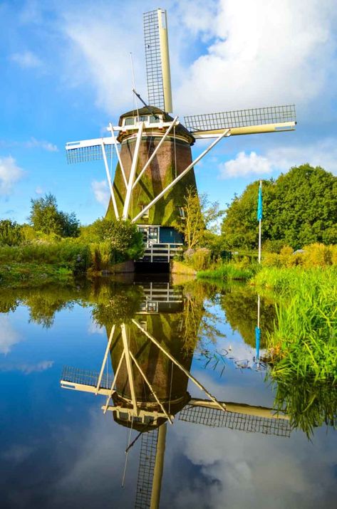 Amsterdam Windmills, Biking In The Rain, Tea Reading, Bike Route, Dutch Windmills, Bike Lane, Black Bike, Bike Path, Water Wheel