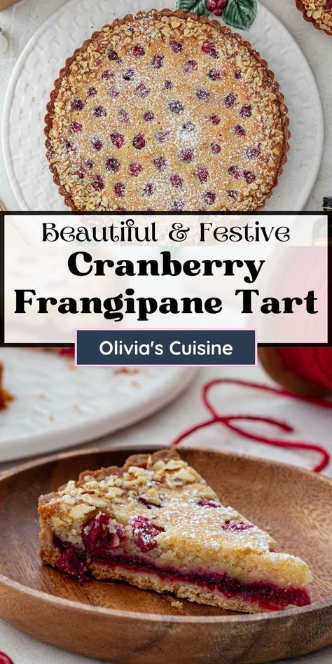 Pomegranate Tart Recipe, Cranberry Frangipane Tart, Gluten Free Frangipane Tart, Pistachio Frangipane Tart, Cranberry Desserts Thanksgiving, Vegan Frangipane, Christmas Tart Recipes, Cranberry Torte, Gingerbread Tart