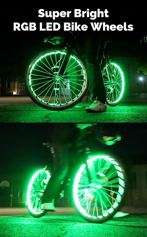 Why settle for just a few lights on your bike when you can load up your wheels with over 200 RGB LED lights! This is LED oversaturation and ridiculously impractical, but it sure is bright and colorful so why not? Bike Humor, Bike Parade, Bike Lights Led, Electric Cargo Bike, Bike Headlight, Bike Wheels, Relaxing Travel, Bicycle Lights, Rgb Led Lights