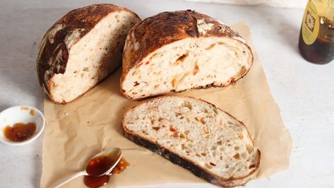 This recipe offers both a foolproof guide to baking perfect sourdough and an intro to adding unique flavors to your loaf, as with the hot honey used here. Honey Sourdough, Bread Scoring, Sourdough Pancakes, Sourdough Starter Discard Recipe, Discard Recipe, Sourdough Starter Discard, Bread Starter, Best Bread Recipe, Sweet Heat