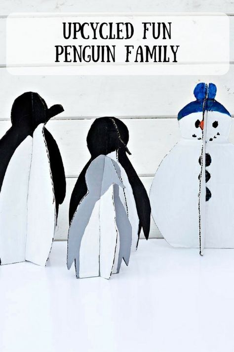 How to make recycled cardboard penguins – Recycled Crafts Shape Animals, Crafts Ideas For Kids, Penguin Christmas Decorations, Diy Schneemann, Toddler Craft, Penguin Crafts, Penguin Family, Penguin Craft, Diy Christmas Decorations