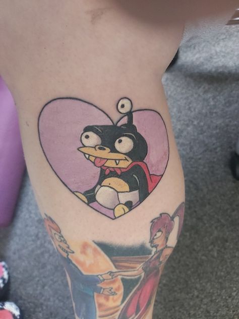 Nibbler Futurama, Futurama Tattoo, Lower Leg Tattoos, Neo Trad Tattoo, Cartoon Tattoos, New Tattoo, Wonderful Life, Futurama, Lower Leg