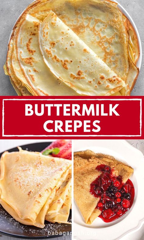 Buttermilk Crepes, Crepes With Pancake Mix, Jumbo Muffin Recipes, Leftover Buttermilk, Crepe Recipe Savory, Best Crepe Recipe, Homemade Crepes, Buttermilk Pancake Mix, Sweet Crepes