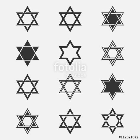 Vector: Star of David vector set David Star Tattoo, Jewish Star Tattoo, Star Of David Tattoo, Jewish Tattoo, Stencils Tattoo, Dbz Tattoo, David Tattoo, Jewish Symbol, Hebrew Tattoo