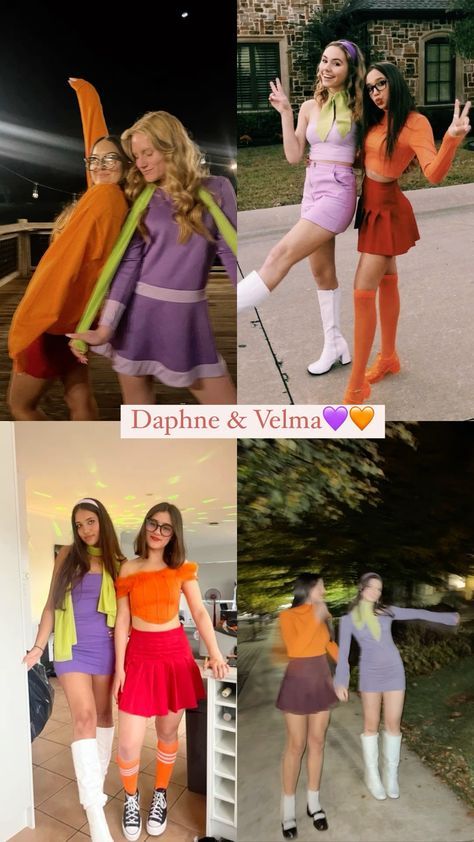 Daphne Halloween Costume, Velma Halloween Costume, Velma Costume, Daphne Costume, Halloween Duos, Daphne And Velma, Halloween Costume Ideas For Couples, Classy Halloween Costumes, Matching Halloween Costumes