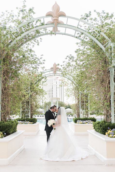 Paris Las Vegas Wedding, Hayley Paige Dress, Wedding Vegas, Paris Las Vegas, Outdoor Pool Area, Marry Your Best Friend, Daniel James, Indoor Ceremony, Black Tie Affair