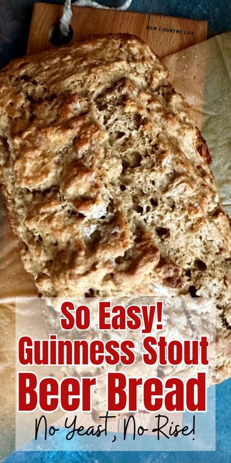 👩‍🍳✨ Unlock the secret to irresistibly easy homemade bread with our Guinness Stout Beer Bread recipe! Perfect for beginners, this no-yeast, no-rise recipe means you can whip up a savory loaf with the rich flavor of your favorite stout. Great for St. Patrick's Day or any day you're feeling a little Irish. 🍀 Click to find out how simple creating delicious beer bread can be! #GuinnessBeerBread #EasyHomemadeBread #ourcountrylife Guinness Beer Bread Recipe, Guiness Beer Bread Recipe, Guiness Irish Soda Bread, Guinness Bread Recipes, Irish Beer Bread, Guinness Beer Bread, Sourdough Beer Bread, Guiness Beer Recipes, Guiness Bread