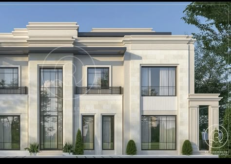 New Classic Villa, Industrial House Exterior, New Classical Architecture, Classic Facade, Classical House, House Outer Design, House Plans Mansion, Facade Architecture Design, Classic House Exterior