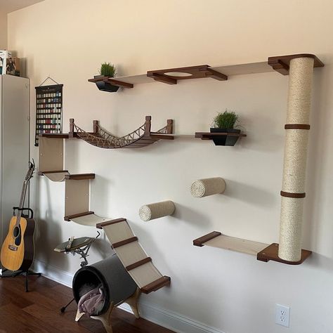 Juggernaut Cat Condo Cat Furniture Cat Shelf Cat Hammock Cat - Etsy Australia Diy Cat Wall Ideas, Cat Wall Ideas, Cat Wall Shelves Diy, Diy Cat Shelves, Floating Cat Shelves, Katt Diy, Cat Room Decor, Roman Fort, Cat Climbing Wall