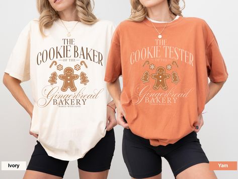 Comfort Colors® Gingerbread Cookie Shirt, Cookie Baker Shirt, Cookie Tester Shirt, Gingerbread Shirt, Couple Shirt, Christmas Matching Gift by MidnightStitchClub on Etsy Christmas Baking Shirts, Official Cookie Tester, Gingerbread Shirt, Cookie Shirt, Baker Shirts, Couples Friends, Gifts For A Baker, Christmas Matching, Gingerbread Cookie