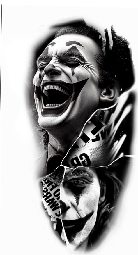 Chicano Joker Tattoo, Tattoo Joker Design, Hand Tattoo Ideas For Men Unique, Why So Serious Joker Tattoo, The Town Tattoo, Black And Grey Realism Tattoo Design, Back Piece Tattoo Design, Realistic Tattoo Stencil, Hyper Realism Tattoo