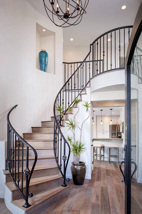 15 Incredible Mediterranean Staircase Designs That Will Surprise You Shoebox Habitat, Mediterranean Staircase, Diarama Ideas, Luxury Mediterranean Homes, درج السلم, Mediterranean Home Interior, Mediterranean Mansion, Mediterranean Interior, Escalier Design