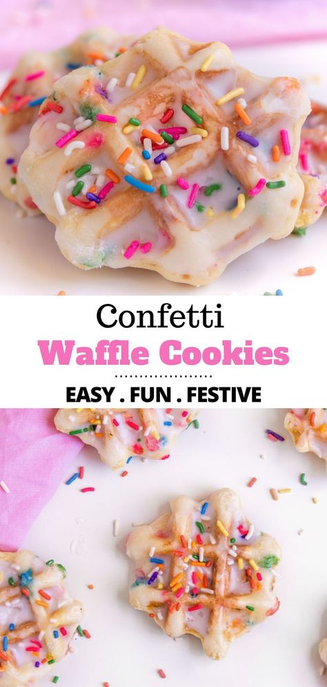 Icing For Waffles, Cookie Waffle Recipe, Waffles With Sprinkles, Butter Waffle Cookies, Recipes With Waffle Maker, Cake Mix Waffle Cookies, Vanilla Waffle Cookies, Chocolate Waffle Cookies, Cookie Dough Waffles