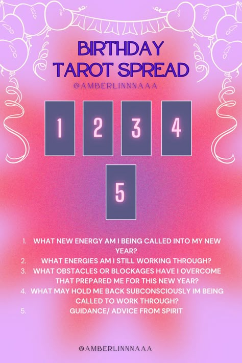 Birthday Tarot Spread, Tarot Reading Spreads, Tarot Interpretation, Tarot Book, Reading Tips, Tarot Card Spreads, Tarot Tips, Reading Tarot Cards, New Energy