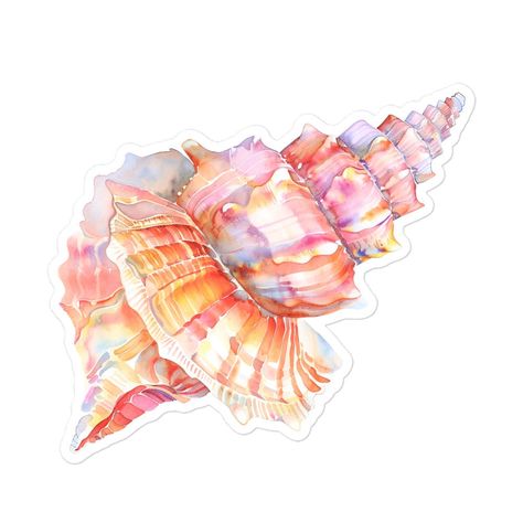 Shell sticker. Marine ocean sea nature aesthetic watercolor vinyl decal. Nice gift favor souvenir. These stickers are printed on durable, high-opacity adhesive vinyl which makes them perfect for regular use, as well as for covering other stickers or paint. The high-quality vinyl ensures there are no bubbles when applying the stickers. *  High opacity film that's impossible to see through *  Fast and easy bubble-free application *  Durable vinyl, perfect for indoor use *  95µ density Don't forget to clean the surface before applying the sticker. This product is made especially for you as soon as you place an order, which is why it takes us a bit longer to deliver it to you. Making products on demand instead of in bulk helps reduce overproduction, so thank you for making thoughtful purchasin Pink Beach Art, Bubble Stickers Aesthetic, Beach Stickers Aesthetic, Sea Shells Aesthetic, Sticker Ideas Aesthetic, Marine Stickers, Shell Aesthetic, Sea Stickers, Laptop Stickers Aesthetic