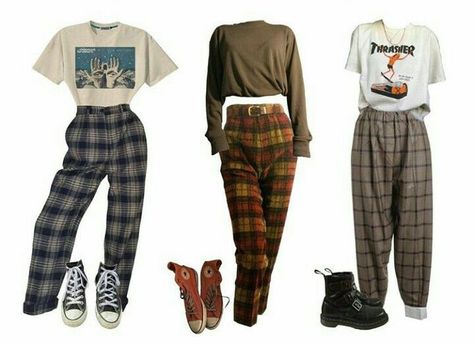 Plaid Pants Outfit, Outfit Aesthetics, Fashion Textiles, Look Grunge, Aesthetic Memes, Fashion 90s, Urban Fashion Women, Photography Summer, Plaid Outfits