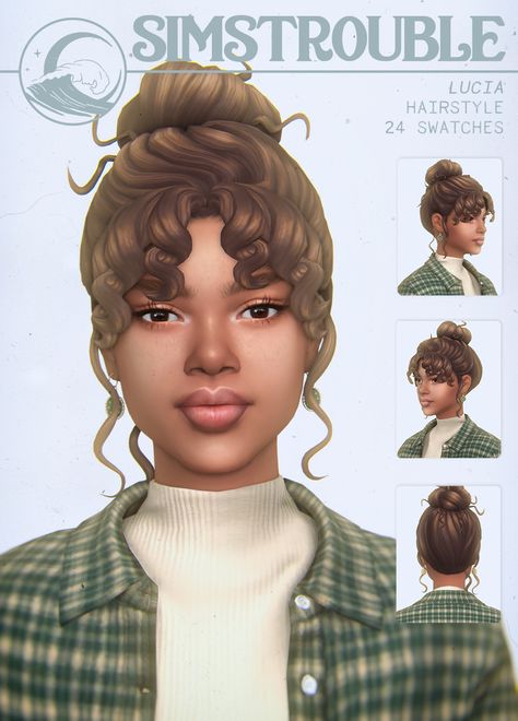 Sims Cc Hair, Sims 4 Curly Hair, Ts4 Hair, Sims 4 Black Hair, Sims Packs, Sims 4 Cas Mods, Sims 4 Cc Hair, Pelo Sims, The Sims 4 Packs