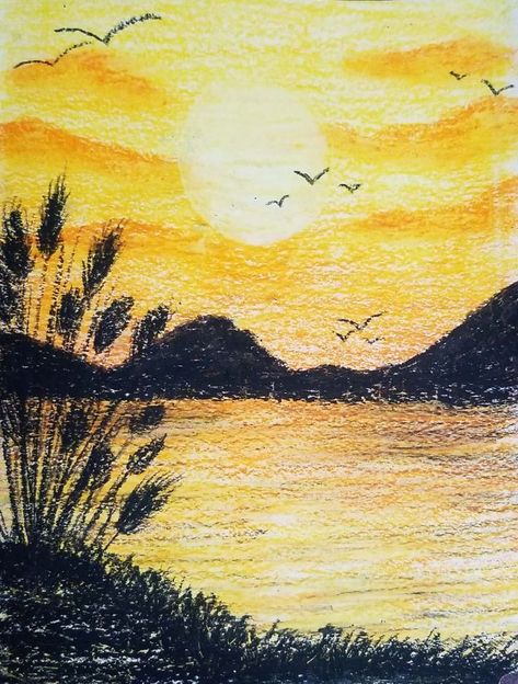 Inktober 2023 Golden, Golden Hour Drawing, Golden Inktober, Inktober 2023, Oil Pastel Colours, Art Journal Resources, Oil Pastel, Golden Hour, Pastel Colors