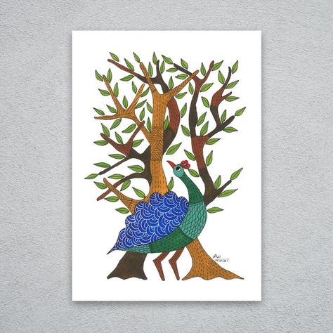 Gond Art, Painting Indian, Dotted Drawings, Gond Painting, Kerala Mural Painting, Colour Painting, Beautiful Art Paintings, Madhubani Art, Bird Painting