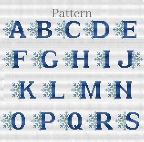 "Snowflake alphabet cross stitch pattern Monogram alphabet Cross stitch fonts Christmas alphabet for small hand embroidery project ♥ Stitches: 27W x 21H ♥ Size: 2\" x 1.5\" or 5 cm x 4 cm (for 14 Count) ♥ Floss: DMC ♥ Color: 3 ♥ Pattern only ♥ Format: PDF ♥ You will get 4 pages: * full color pattern A-L * full color pattern M-W * full color pattern X-Z and lower case letters * color chart ♥ For personal use ♥ How you can download a digital Item: https://etsy.me/3fkqZoq Note this is a PDF PATTERN Cross Stitch Letter Patterns Alphabet, Embroidery Pattern Letters, Counted Cross Stitch Letters, Cross Stitch Block Letters, Christmas Cross Stitch Letters, Cross Stitch Letters Fonts, Alphabet Cross Stitch Letters, Cross Stitch Lettering, Christmas Alphabet Cross Stitch