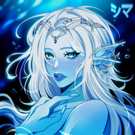 Siren Oc Art Female, White Haired Mermaid, Siren Oc Art, Daughter Of Poseidon Aesthetic, Mermaid Oc Art, Siren Pfp, Siren Fanart, Beautiful Mermaid Drawing, Mermaid Pfp