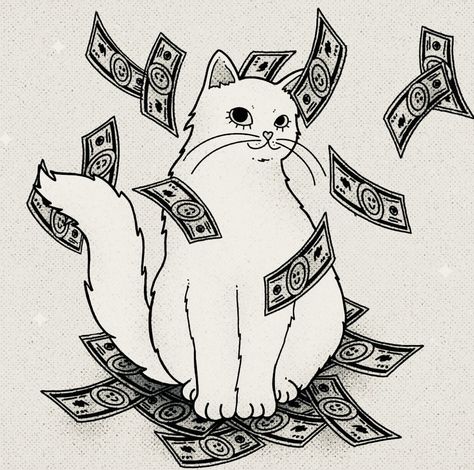 Money Cat Tattoo, Money Cat, Cat Tattoo, Playing Cards, Money, Tattoos