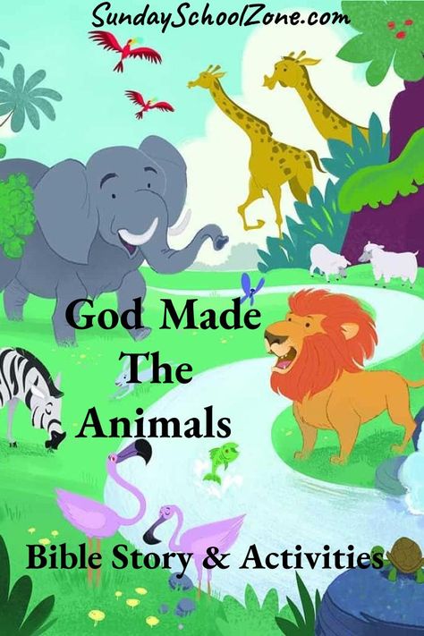 God Created The Animals Craft, God Made Animals Craft, God Created Animals Craft, God Made The Animals Craft Preschool, God Made Animals Craft Preschool, Bible Stories For Preschoolers, Animals In The Bible, Free Bible Printables, Toddler Sunday School