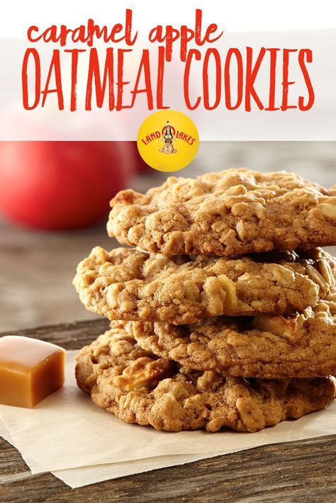 Caramel Apple Oatmeal, Caramel Apple Oatmeal Cookies, Apple And Caramel, Chewy Oatmeal Cookie, Caramel Apple Cookies, Apple Oatmeal Cookies, Caramel Apple Crisp, Warm Desserts, Apple Oatmeal