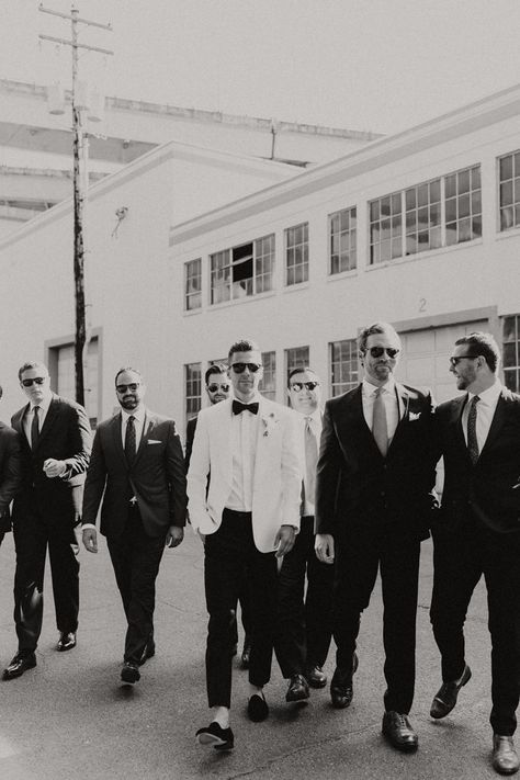 lux wedding Black Tie Bridal Party, Castaway Portland, Groomsmen Attire Black, Fall Groomsmen, Melissa Marshall, Wedding Bridal Party Photos, Groomsmen Wedding Photos, Groomsmen Pictures, Groom Prep