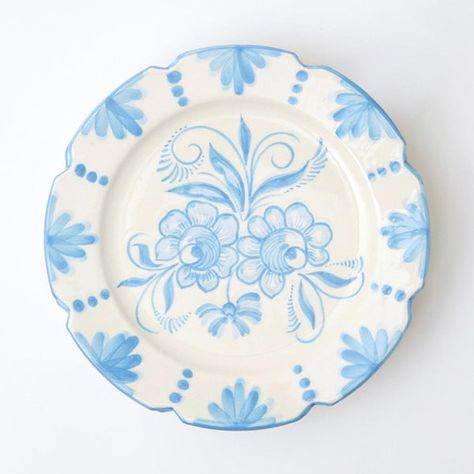 Ceramic Crockery, Woven Charger, Mrs Alice, Starter Plates, Celestial Blue, Tablescape Ideas, Summer Dining, Floral Plates, Diy Pottery