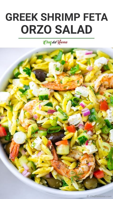 Tomatoes Shrimp Orzo Pasta, Pasta Salad Mexican, Shrimp Orzo Salad, Salad With Grilled Shrimp, Greek Orzo Pasta Salad, Greek Orzo Pasta, Pasta With Feta, Croissants Breakfast, Mexican Pasta Salad