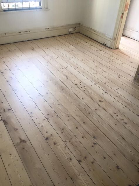 Baltic Pine with Bona Dri-fast white direct stain and Bona Traffic HD Extra Matt finish on top Bona Wood Stain, Baltic Pine Floorboards, Pine Floorboards, Pine Wood Flooring, Pine Flooring, Painted Wood Floors, Heart Pine Flooring, Stain On Pine, Floor Stain