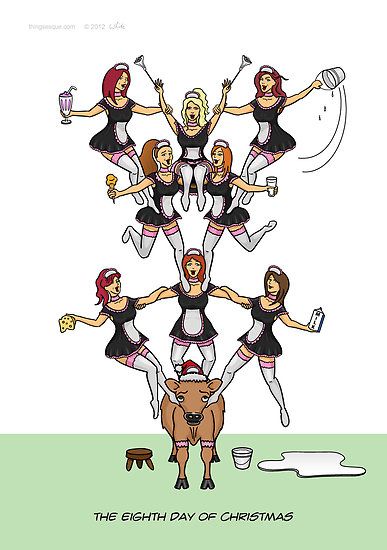 The Eighth Day of Christmas (8 Maids a-Milking) by Thingsesque 8 Maids A Milking Ideas, 10 Days Of Christmas, Christmas Cards 2017, 12 Days Of Xmas, Christmas Card Sayings, Christmas Memes, Christmas Jokes, Holiday Quotes, Twelve Days Of Christmas