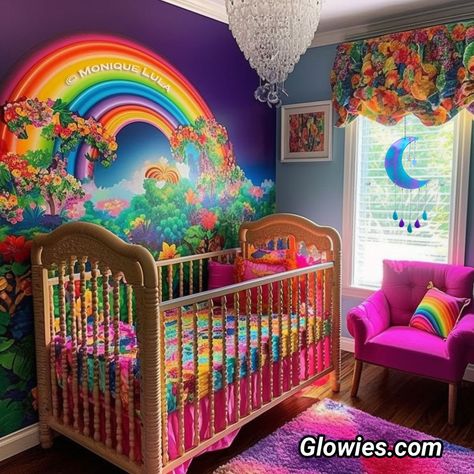 Glowies Glow Jewelry Art & Decor - Aqua Purple Glow Moon Sun Catcher Rain Drop Mobile Lisa Frank Bedroom Ideas, Lisa Frank Room, Lisa Frank Bedroom, Frank Core, Glow In The Dark Room, Eclectic Kids Room, Dark Room Decor, Glowing Moon, Rainbow House