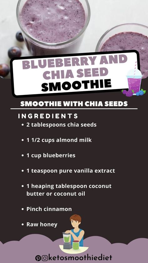 Blueberry and Chia Seed Smoothie Recipe | Smoothie with Chia Seeds

This is a very delicious blueberry smoothie, even if you don't have time to let the chia seeds soak. Check out the smoothie recipe with chia seeds! Recipe With Chia Seeds, Chia Seed Smoothie Recipes, Smoothie With Chia Seeds, Chia Seed Smoothie, Recipe Smoothie, Chia Seeds Benefits, Blueberry Smoothie, Chia Seed Recipes, Smoothies Recipes