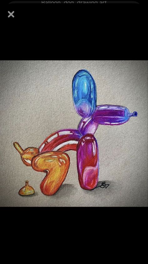 Balloon Dog Pooping, Prismacolor Art, Pencil Drawings Easy, Balloon Dog, Pencil Art Drawings, Realistic Art, Color Pencil Art, Color Pencil Drawing, Drawing Tutorials