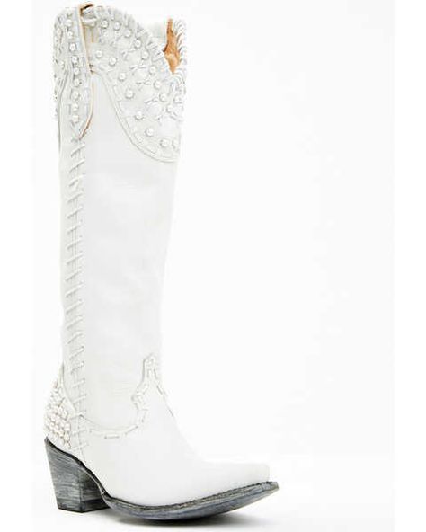 Boot Barn X Double D Womens Exclusive Bridal Pearl Western Bridal Boots - Snip Toe, White Wedding Cowgirl Boots, Cowboy Bride, Pearl Boots, Arrow Jewelry, Womens Cowgirl Boots, Bridal Boots, Double D Ranch, Boot Barn, Heel Caps