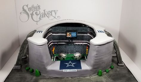 Dallas Cowboys AT&T Stadium Cake Dallas Cowboys Stadium, Stadium Cake, Cowboys Cake, Dallas Cowboys Cake, Cowboys Stadium, Cowboy Cakes, Cake Dome, Fiesta Theme Party, Fiesta Theme