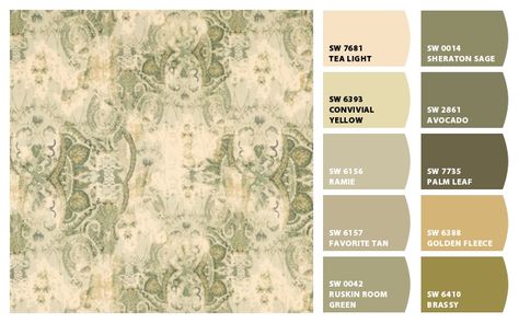 Green, Beige, Browns Color Palette Inspiration Chip It! by Sherwin-Williams – Home Painted Bedroom, Painting Corner, Yellow Paint Colors, Color Palette Inspiration, Home Office Colors, Olive Grove, Interior Color Schemes, Brown Color Palette, Yellow Paint