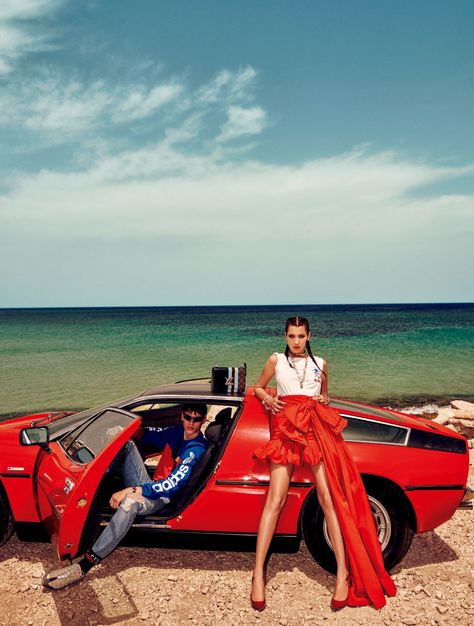 Vogue Japan November 2016 | wearesodroee Vogue Couple, Filip Hrivnak, Japan November, Car Editorial, Classic Car Photoshoot, Isabella Hadid, Magazine Japan, Hadid Sisters, Anna Dello Russo