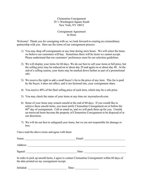 How to draft a Consignment Agreement in Store Format? Download this Consignment Agreement in Store Format template now! Consignment Documents, Consignment Billing Format, Consignment Format, Employment Form, Encrypted Messages, Brand Board Template, Nice Meeting You, Business Guide, Last Will And Testament