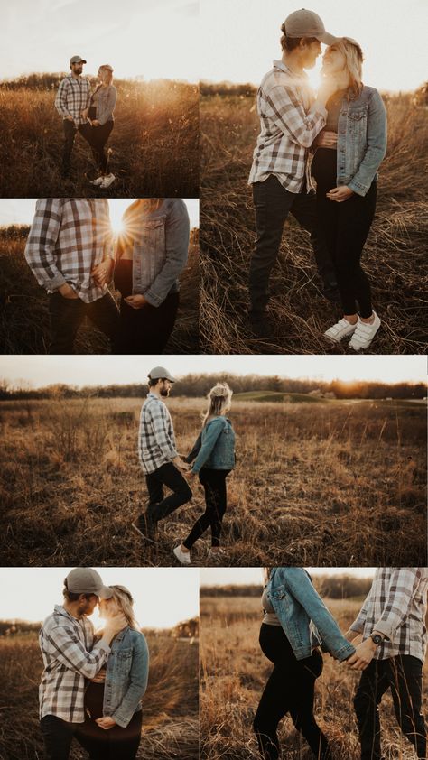 Maternity Photography Flannel, Shilouette Maternity Photos, Fall Field Maternity Pictures, Flannel Maternity Photoshoot, Maternity Photo Outfits Jeans, Park Maternity Photoshoot Ideas, Early Fall Maternity Photos, Diy Maternity Photos Outside, Camping Maternity Photos