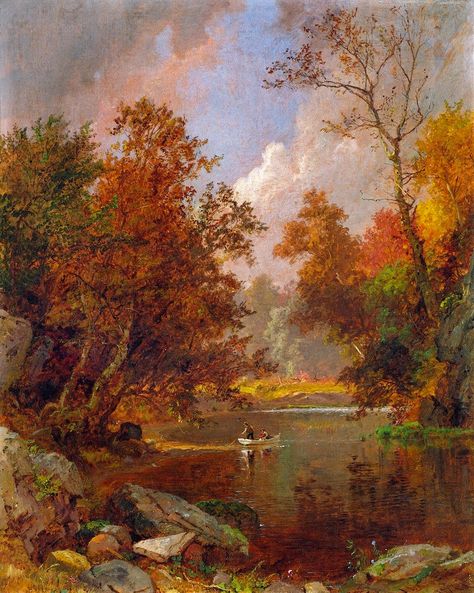 Autumn River, Colorful Landscape Paintings, Hudson River School, River Landscape, Fall River, Autumn Painting, A4 Poster, Oil Painting Reproductions, Painting Wallpaper